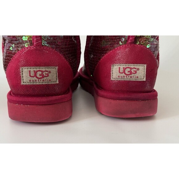 Ugg Classic Short Sparkles Roseclay Pink Sequined Shearling Women's Boots 8 - Picture 12 of 15